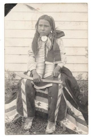110220 Vintage Rppc Real Photo Postcard Young Native In American Indian Boy