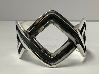 Signed Sigi Pineda Sterling Silver Cuff Bracelet.  Vintage Taxco Mexico Modernist