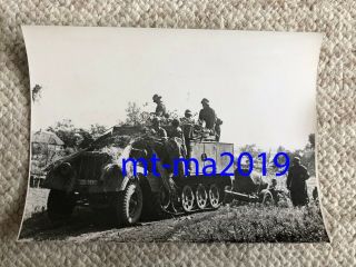 Ww2 Press Photograph - German Combat Troops In Camouflaged Truck 1943