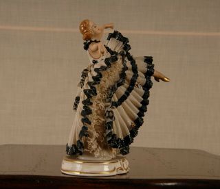 Antique Vintage German Dresden porcelain lace figurine ballerina Volkstedt 4