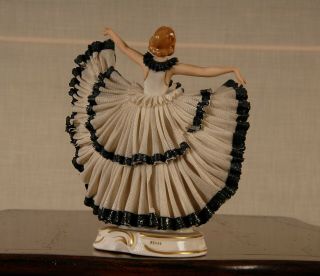 Antique Vintage German Dresden porcelain lace figurine ballerina Volkstedt 5