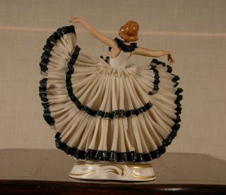 Antique Vintage German Dresden porcelain lace figurine ballerina Volkstedt 6
