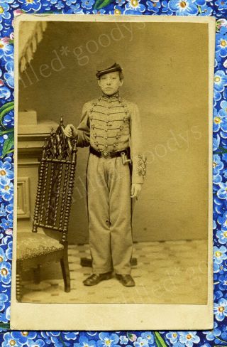 Civil War Time Military Cadet Soldier Boy In Uniform Pennsylvania Cdv