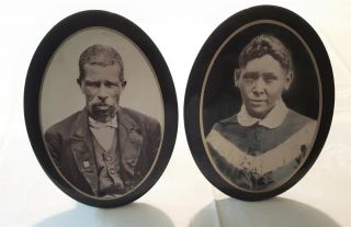 Antique Photos Of African American Man And Woman (man & Wife?) In Metal Frames