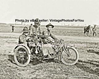 Old Antique Vintage World War 1 Army Indian Motorcycle Machine Gun Photo Picture