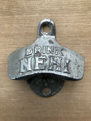 Antique Vintage Nehi Starr X Cast Iron Wall Mount Bottle Opener Made In U.  S.  A.