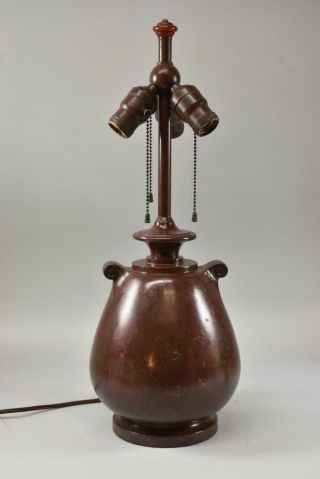 Antique Handel Three Socket Lamp Base Asian Style Tassel Pulls