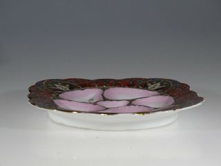 Antique Square Oyster Plate with Floral Chintz and Gold,  Germany c.  1880 3