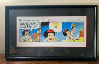 Framed 1997 Nancy Funny Comic Strip — Signed By Guy Gilchrist And Deana Carter