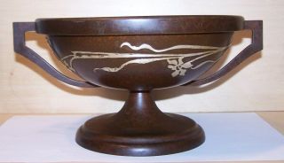Heintz Sterling On Bronze Arts & Crafts Fruit Bowl 1912 Patent