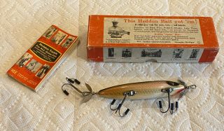 Vintage Fishing Lure Heddon Sos Minnow With Box/paperwork