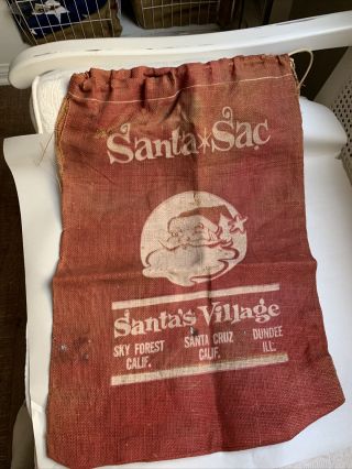 Vintage Santa’s Village Burlap Santa 