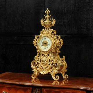 Japy Freres Large Baroque Gilt Bronze Antique French Clock