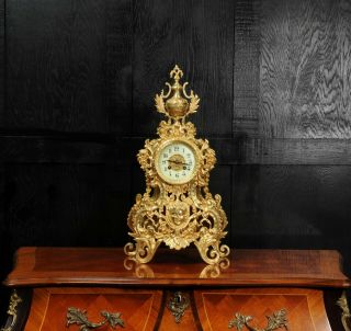 Japy Freres Large Baroque Gilt Bronze Antique French Clock 3