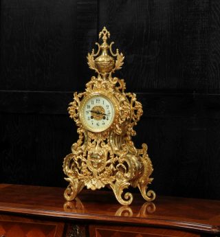 Japy Freres Large Baroque Gilt Bronze Antique French Clock 5