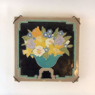 Claycraft Tile Flower Bowl 8 " X 8 " Antique 1920 