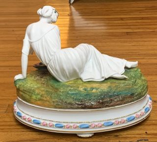 Antique Sevres French Biscuit Porcelain Lady Figurine 19 Century 11” L X 8” W 4