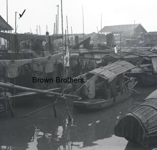 1900s Historic China Laundry Drying On Boats Glass Photo Camera Negatives (2) Bb