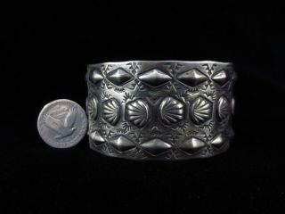 Vintage Navajo Bracelet - Sterling Silver Wide Cuff - Large