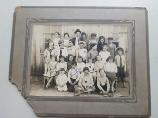 Large Cabinet Card Photo Old School House Boys/girls Students Vintage Tx Sepia