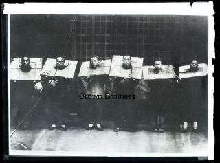 1900s Historic China Boxer Rebels Prisoners in Cangues Film Photo Negative - BB 2