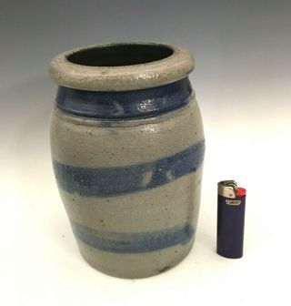 Bold Western Pa.  3 Stripe Cobalt Blue Stoneware Canning Jar