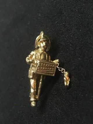 Vintage 14k Gold Moveable Charm 3d Organ Grinder With Monkey Opens Up