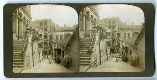 1900s Historic China Second Class Tea House In Shanghai Stereoview - Bb