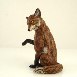 Franz Bergmann Vienna Large Sitting Fox Giving Paw Bronze Austria Cold Painted