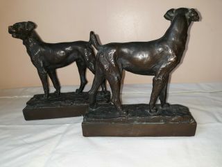 Art Deco Bronze Clad 1925 Artist Signed Dog Terrier Bookends Patina