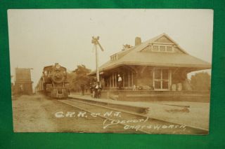 Vtg Rppc C.  R.  R.  Of Nj Depot Chatsworth Engine 581 Postcard Posted 1909