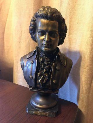 Victorian French Bronze Spelter Bust Mozart Statue Sculpture Piano Classical