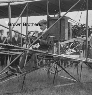1909 Early Aviation Pioneer Glenn Curtiss Aeroplanes Glass Photo Negative - Bb
