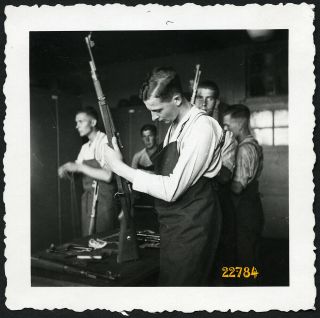 Young Boys,  Soldiers Cleaning Guns,  Military,  Old Photograph,  Germany,  1930 