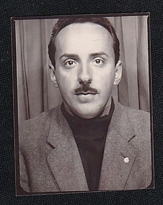 Old Vintage Antique Photo Booth Photograph Handsome Man With Mustache