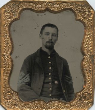 1/6 Plate Tintype Of Civil War 1st Sergeant