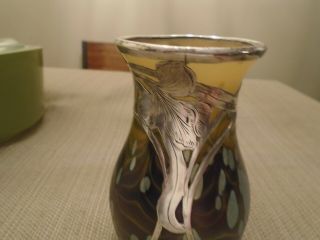 Alvin Mfg 999 Silver Overlay Art Glass Vase,  circa 1900 5 