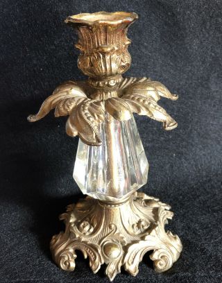 Vintage L&g W M C 1973 Brass And Glass Candle Holder 9320