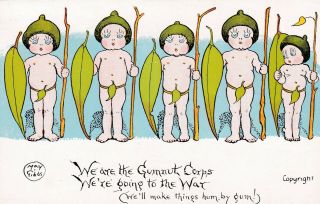 Vintage Postcard Artist May Gibbs " Gumnut Corps " Series 5 1910s
