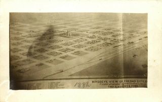 Picture Of Old Map Of Fresno,  California,  Rppc,  Vintage Postcard