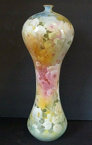 Royal Doulton Luscian Ware Large Artist Signed Hand Painted Vase 16 " Rare