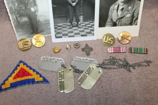WW2 ID ' d U.  S.  Army Infantry & MP Soldier ' s Dog Tags,  Photos & Insignia 3
