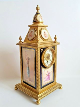 Exquisite Antique Royal Vienna Porcelain Gilt Bronze Clock Signed