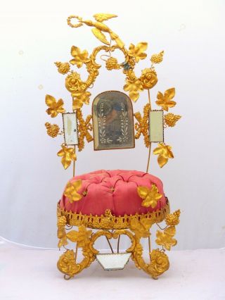 19 " Large Antique French Gold Gilt Ormolu Brides Wedding Crown Tiara Globe Chair