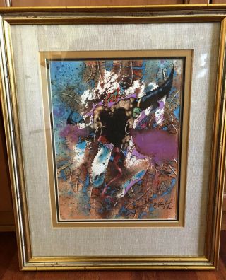 Modern Art Watercolor By Listed Artist Donald Mccauley Indian Vintage
