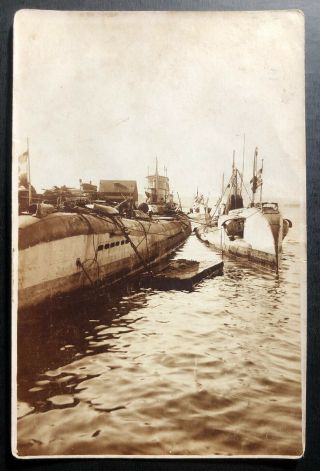 Ww1 German Navy U Boat Submarine Flotilla Real Picture Postcard