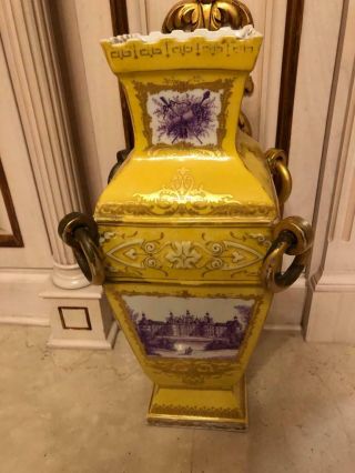 Very Large Antique French Sevres Porcelain Vase Hand Painted With Puse Vie