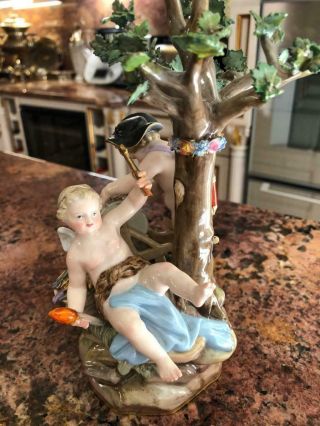 Antique 19th Century Meissen Porcelain Group Of The Infant Copid And Psyche Bene 5