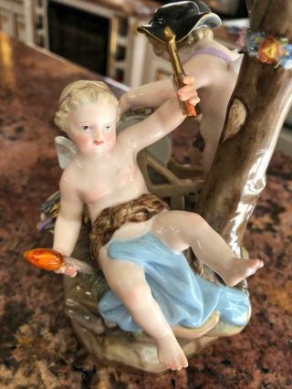 Antique 19th Century Meissen Porcelain Group Of The Infant Copid And Psyche Bene 6