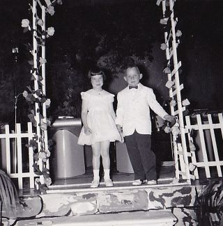 Old Vintage Antique Photograph Adorable Little Boy & Girl Junior Prom 1953